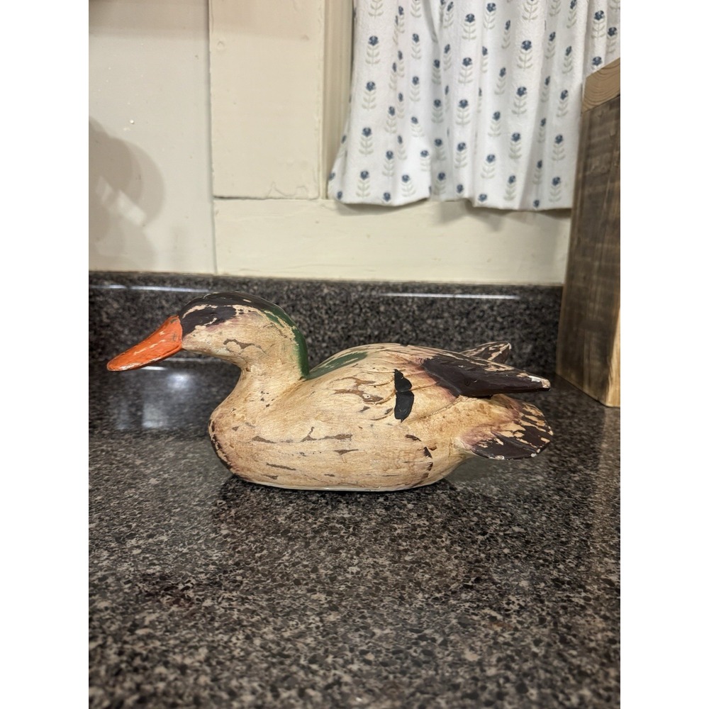 Antique Primitive Carved & Painted Wooden Duck Decoy